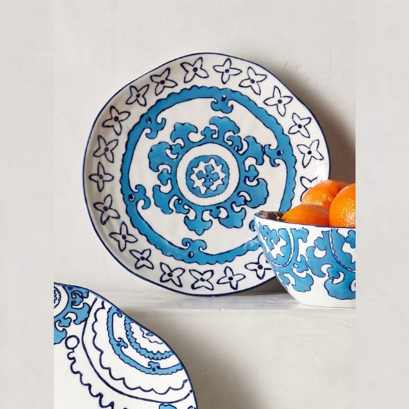 Anthropologie Rare Gloriosa Dark Blue Salad Plates Set of 3 - Picture 1 of 3